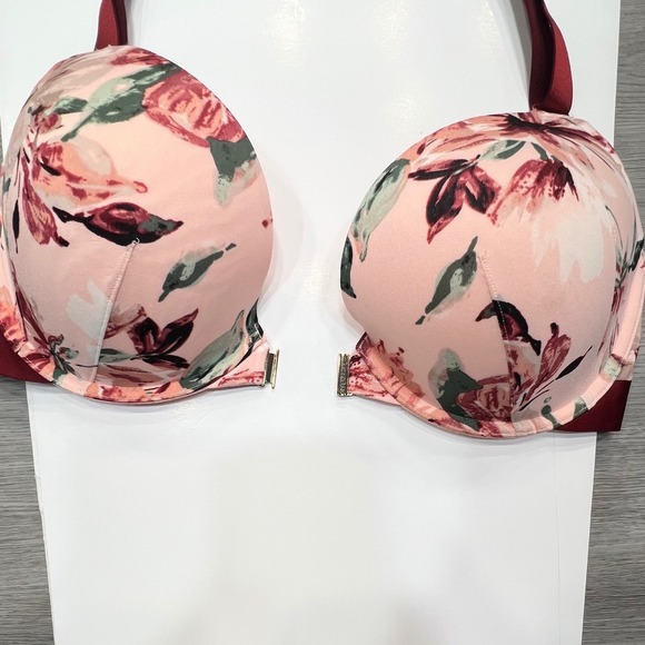 Cacique Pink Floral Boost Plunge Bra Front Closure 42C - Picture 9 of 10